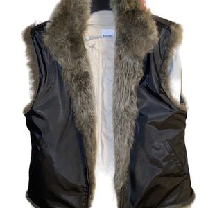 BLASSPORT VINTAGE Women’s REVERSIBLE HIGH COLLAR VEST W/FAUX FUR - S/LARGE